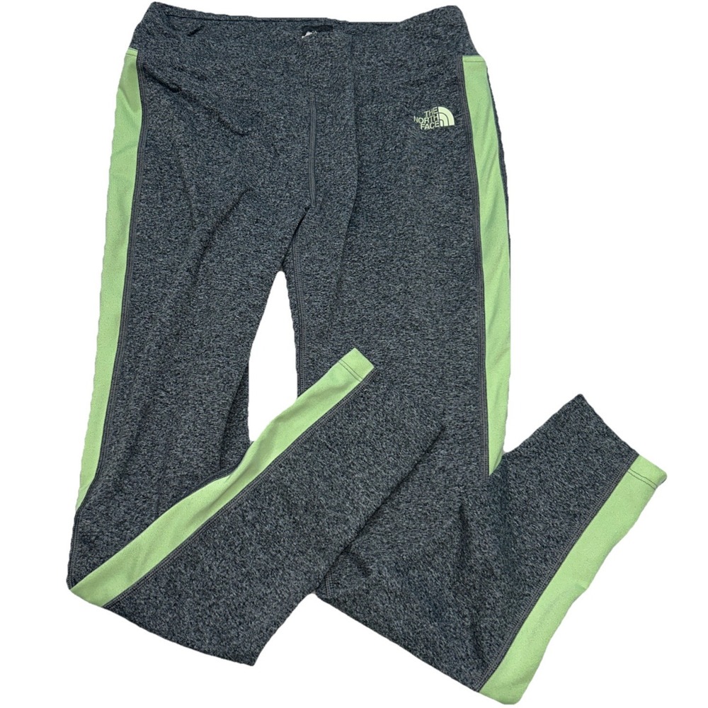 The Northface Women's Compression Leggings, Medium, Grey W Neon Stripe Down Side